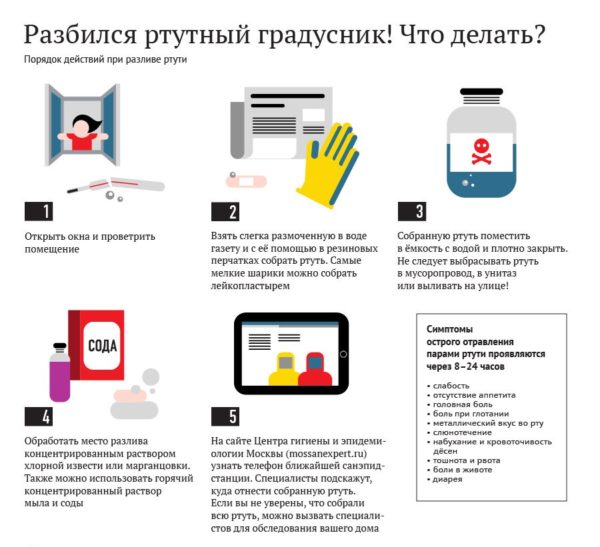 Что делать, если разбился ртутный градусник